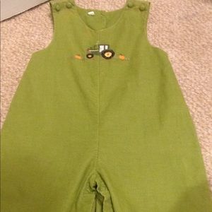 Corduroy smocked fall long all romper